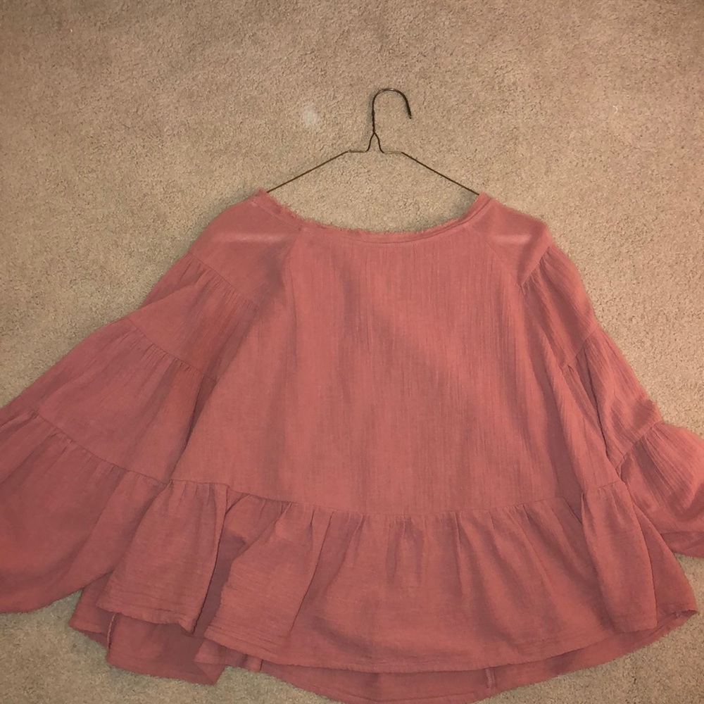 Free People Linen Long Sleeve Top